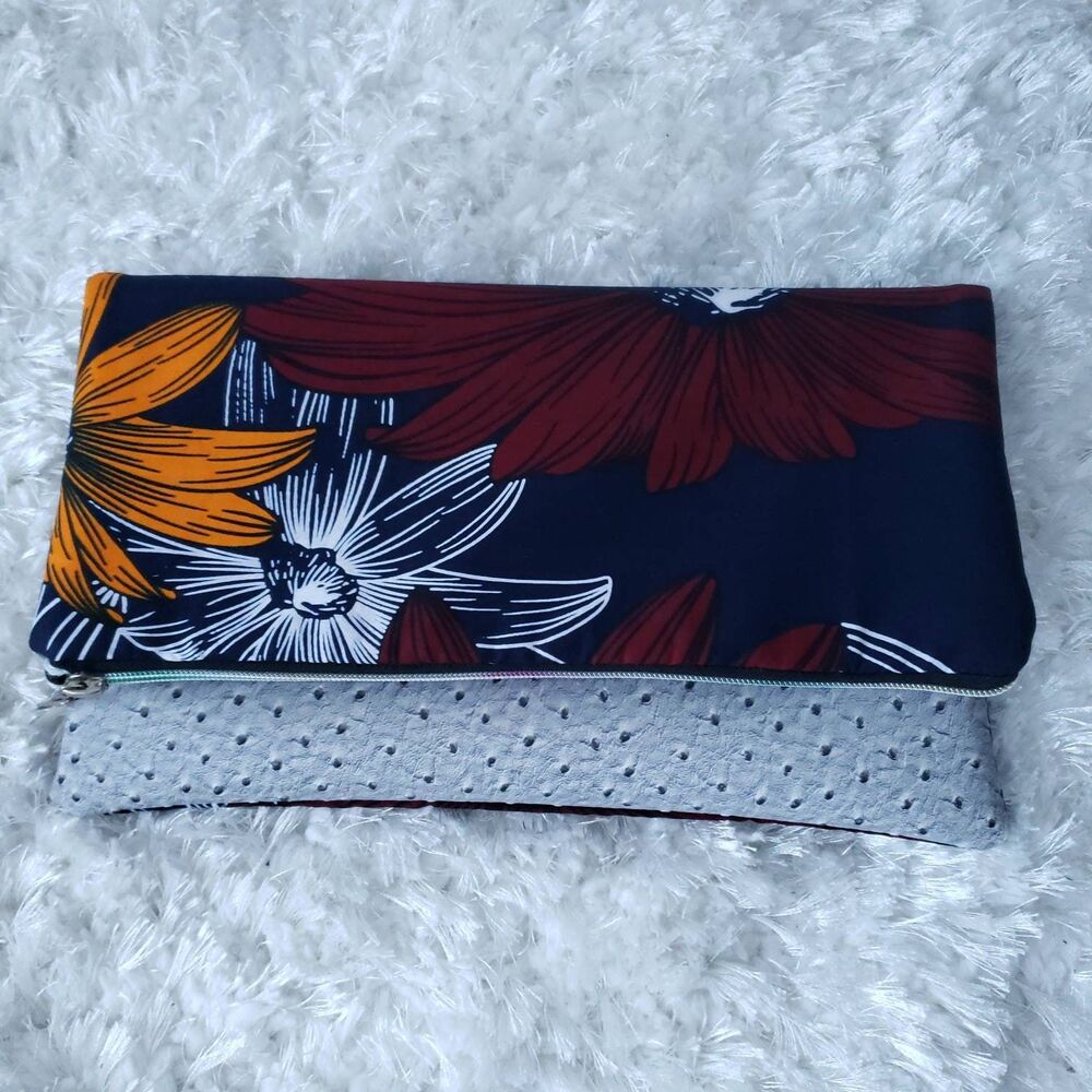 Reversible Ankara, African Print Foldover Clutch Purse, evening bag, casual bag,